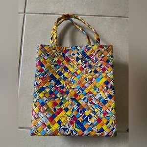 Candy Wrapper Weave Purse Dbl Handles Open Purse Fun Colorful